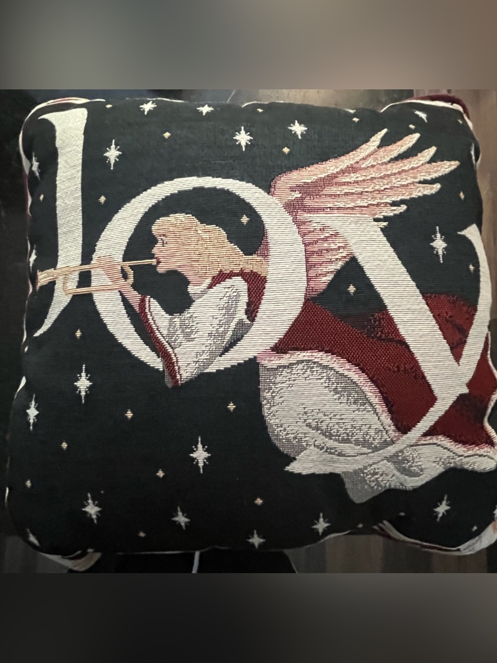 Portofino Angel Tapestry Throw Pillow Cherub Trumpet Decorative Pillow 18x18